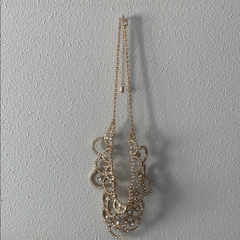 Gold/crystal necklace. Prom. Evening.